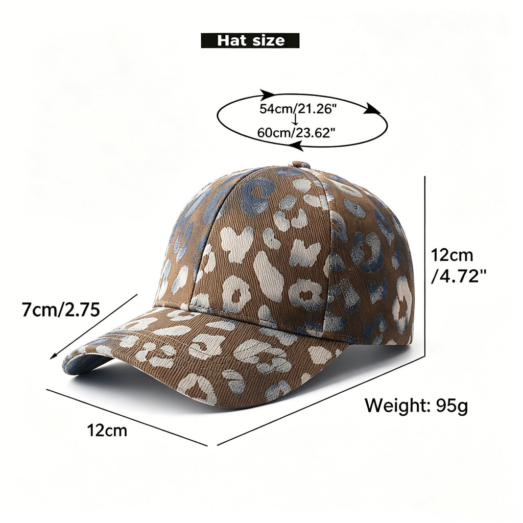 Faded Leopard Print Curved Brim Baseball Cap - Coffee - 2