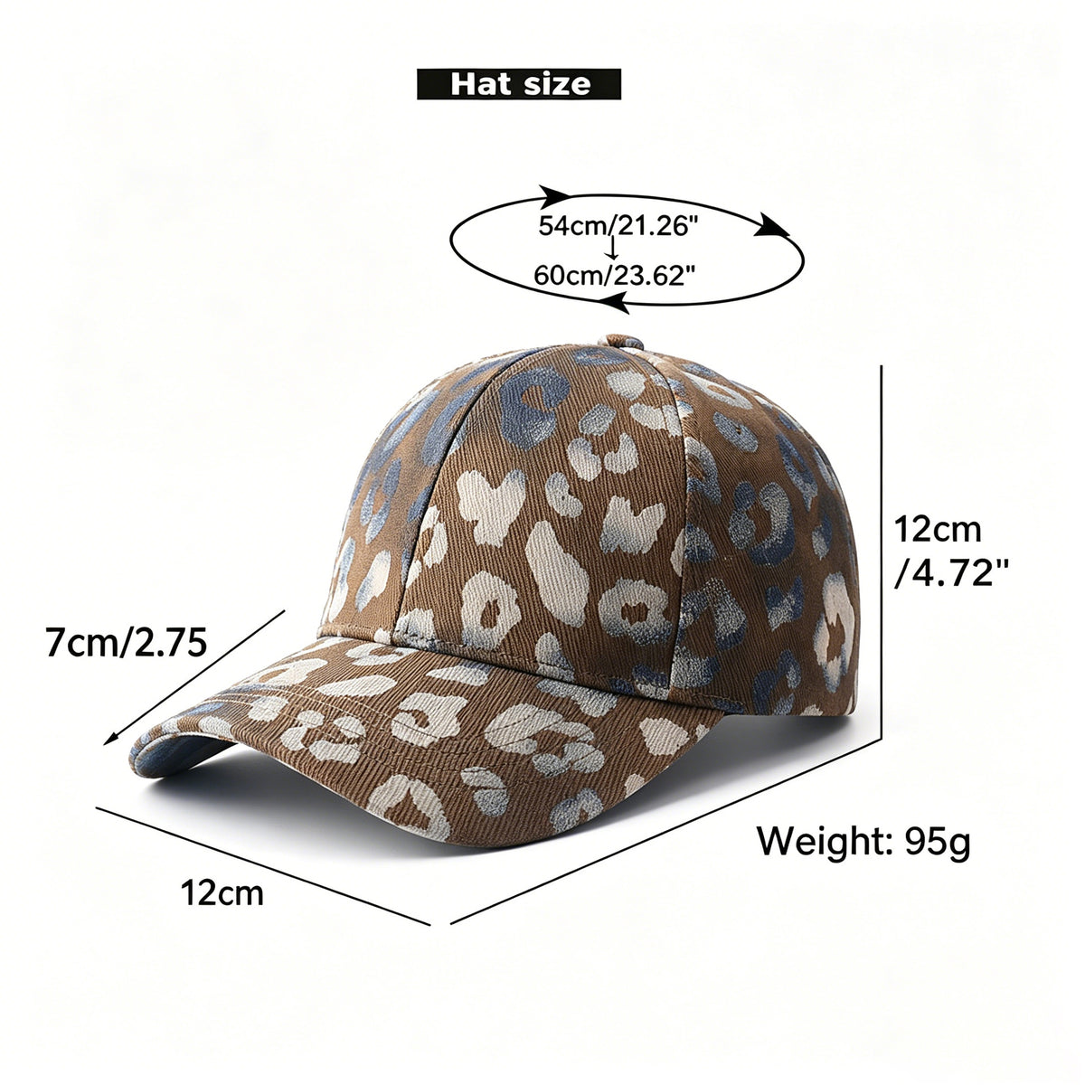 Faded Leopard Print Curved Brim Baseball Cap - Coffee - 2