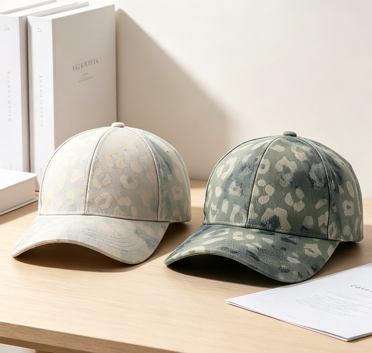 Faded Leopard Print Curved Brim Baseball Cap - Coffee - 3