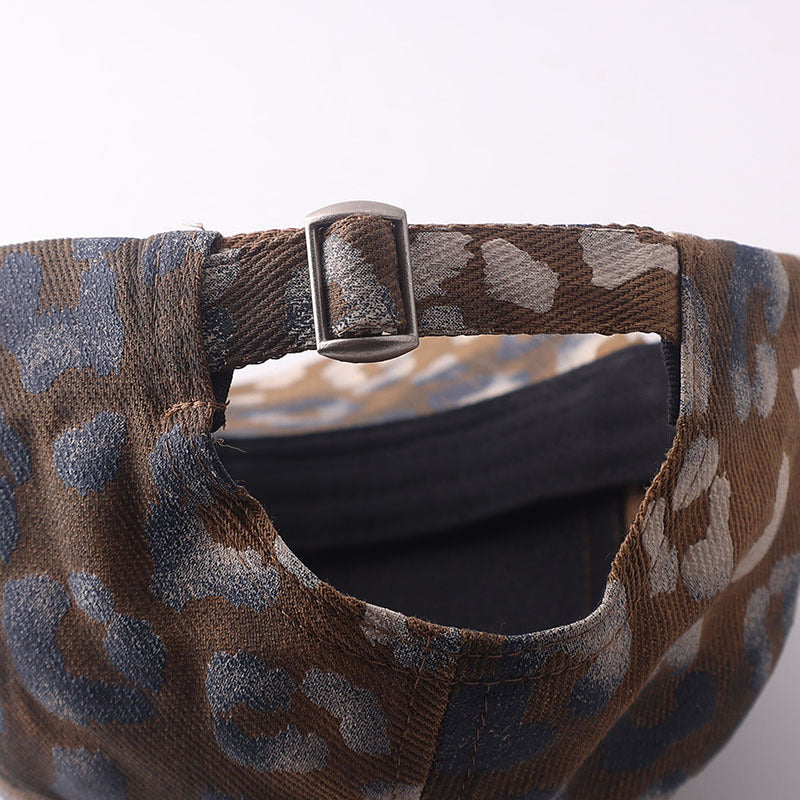 Faded Leopard Print Curved Brim Baseball Cap - Coffee - 5