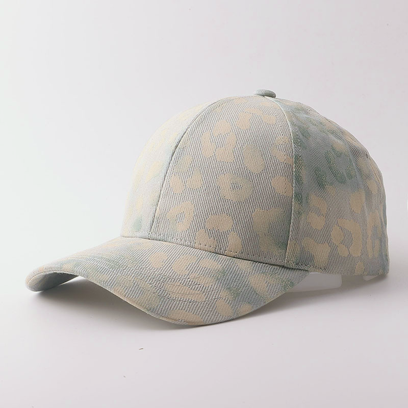 Faded Leopard Print Curved Brim Baseball Cap - Gray