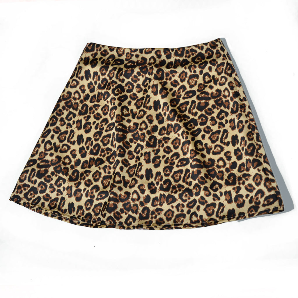 High Waisted Satin A Line Mini Skirt - Yellow