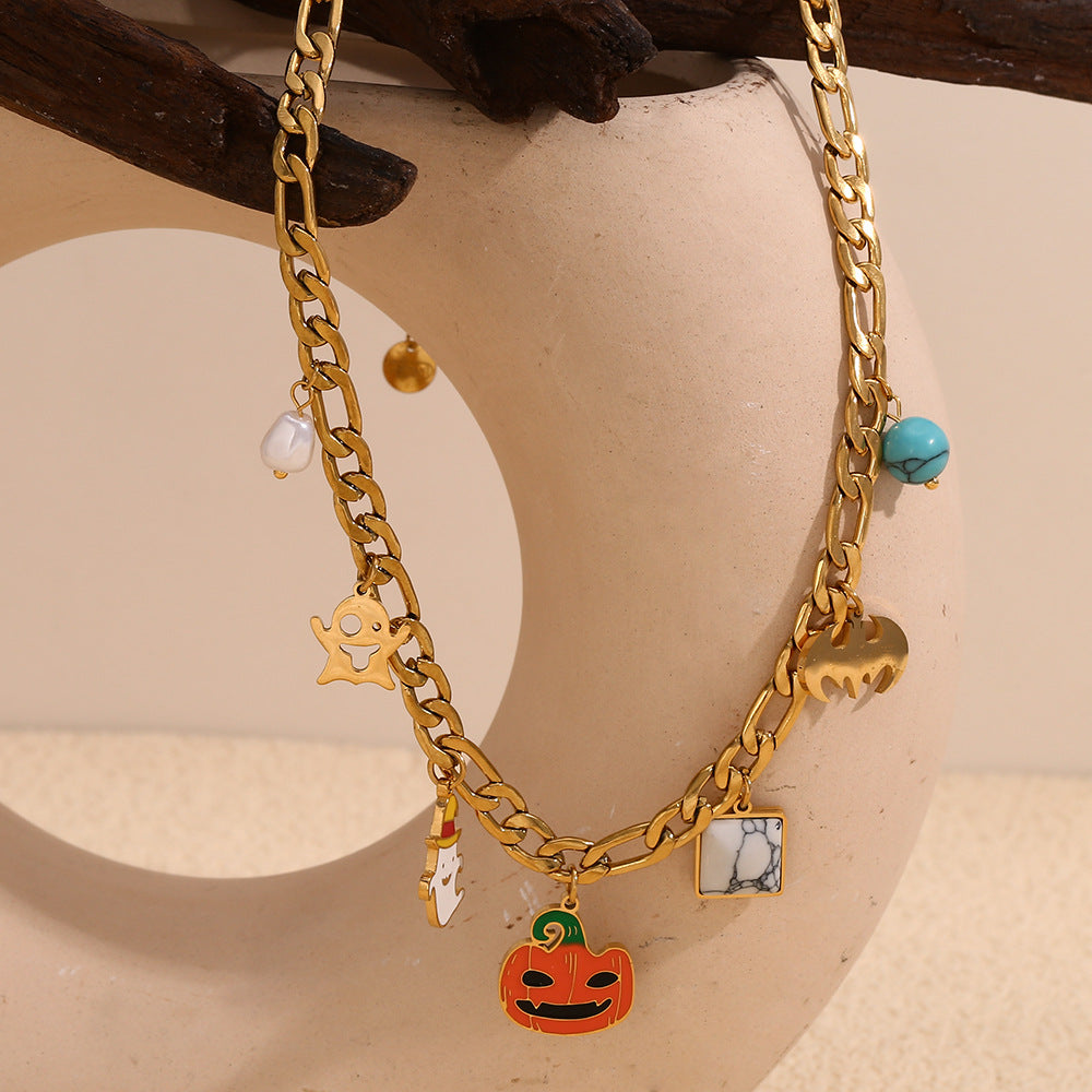 Halloween Charm Figaro Chain Necklace - Gold - 2