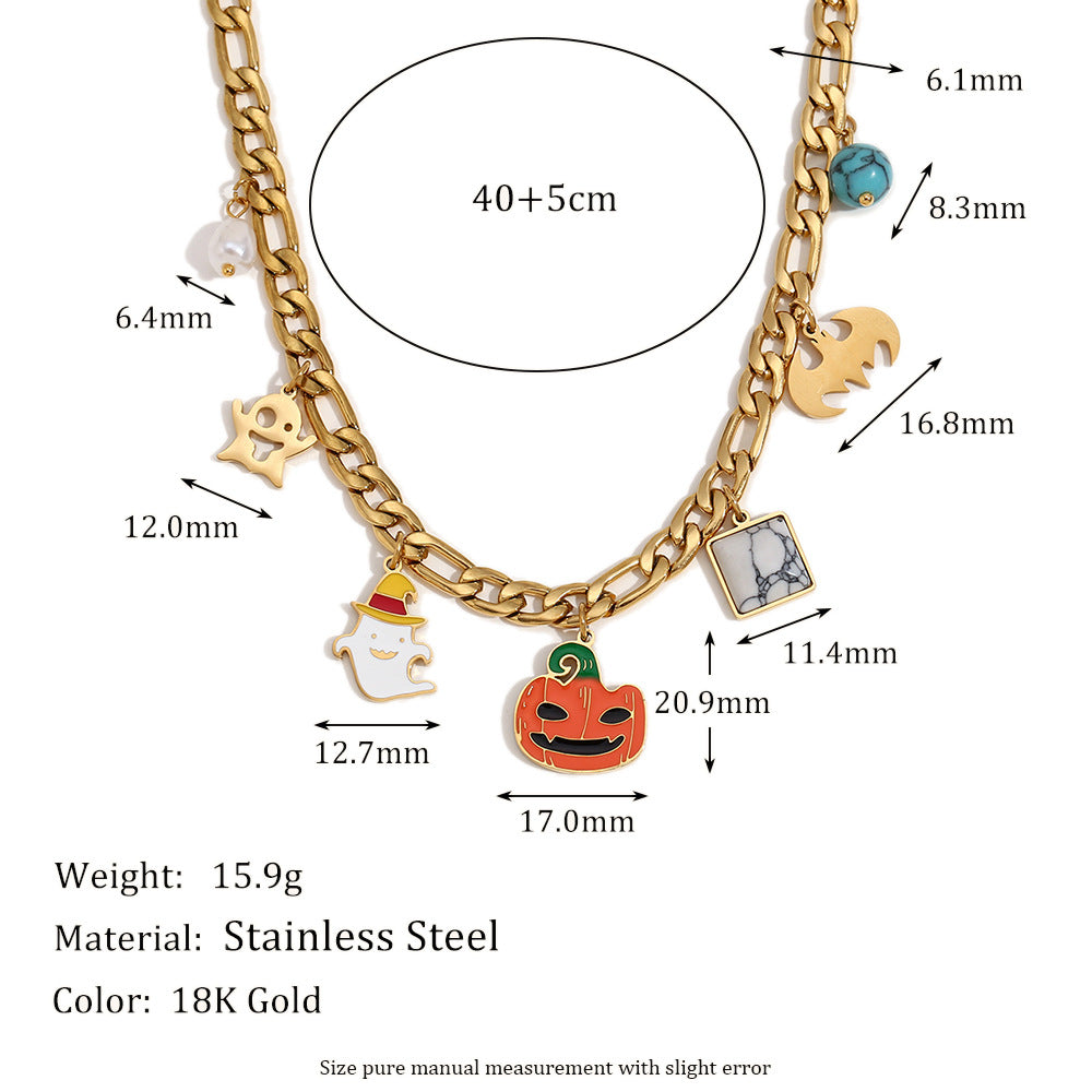 Halloween Charm Figaro Chain Necklace - Gold - 4