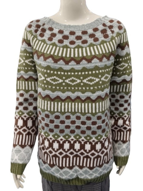 Fair Isle Yoke Nordic Knit Sweater - NO11Sage