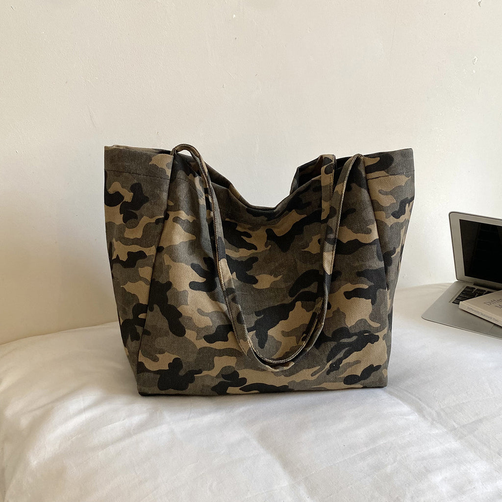 Camouflage Canvas Slouchy Shoulder Bag