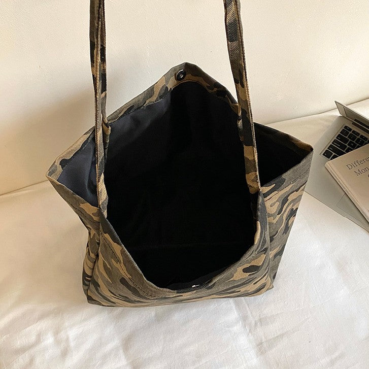Camouflage Canvas Slouchy Shoulder Bag - view 1
