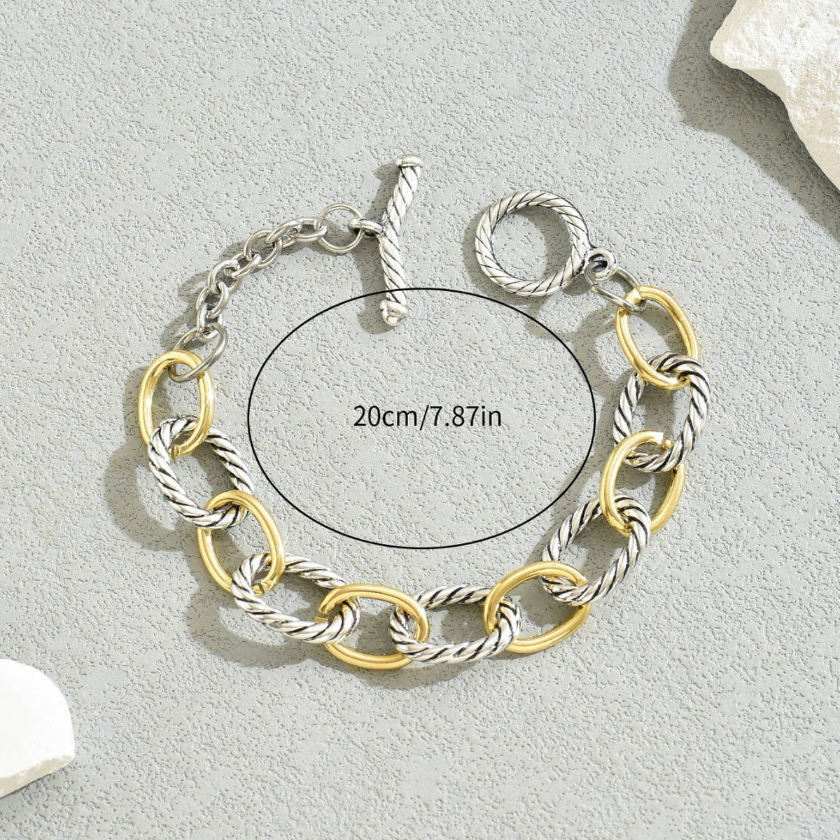 Two Tone Twisted Oval Link Toggle Bracelet - Color - 2