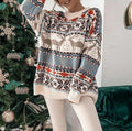 Nordic Reindeer Fair Isle Holiday Sweater - White