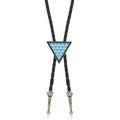 Triangle Pendant Bolo Necklace on Braided Cord - Silver