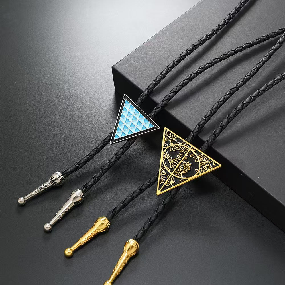 Triangle Pendant Bolo Necklace on Braided Cord