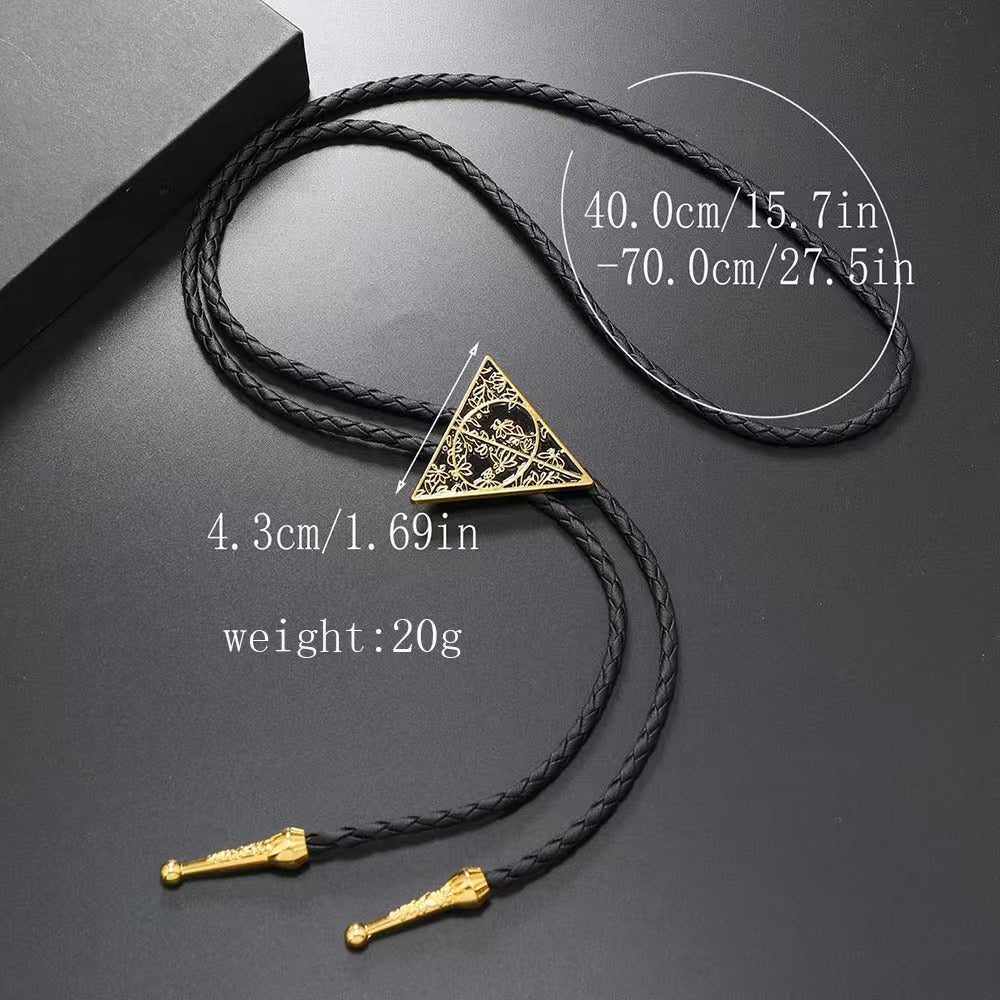 Triangle Pendant Bolo Necklace on Braided Cord - view 1