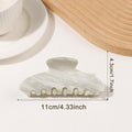 Large Scalloped Claw Clip With Marble Swirl - White