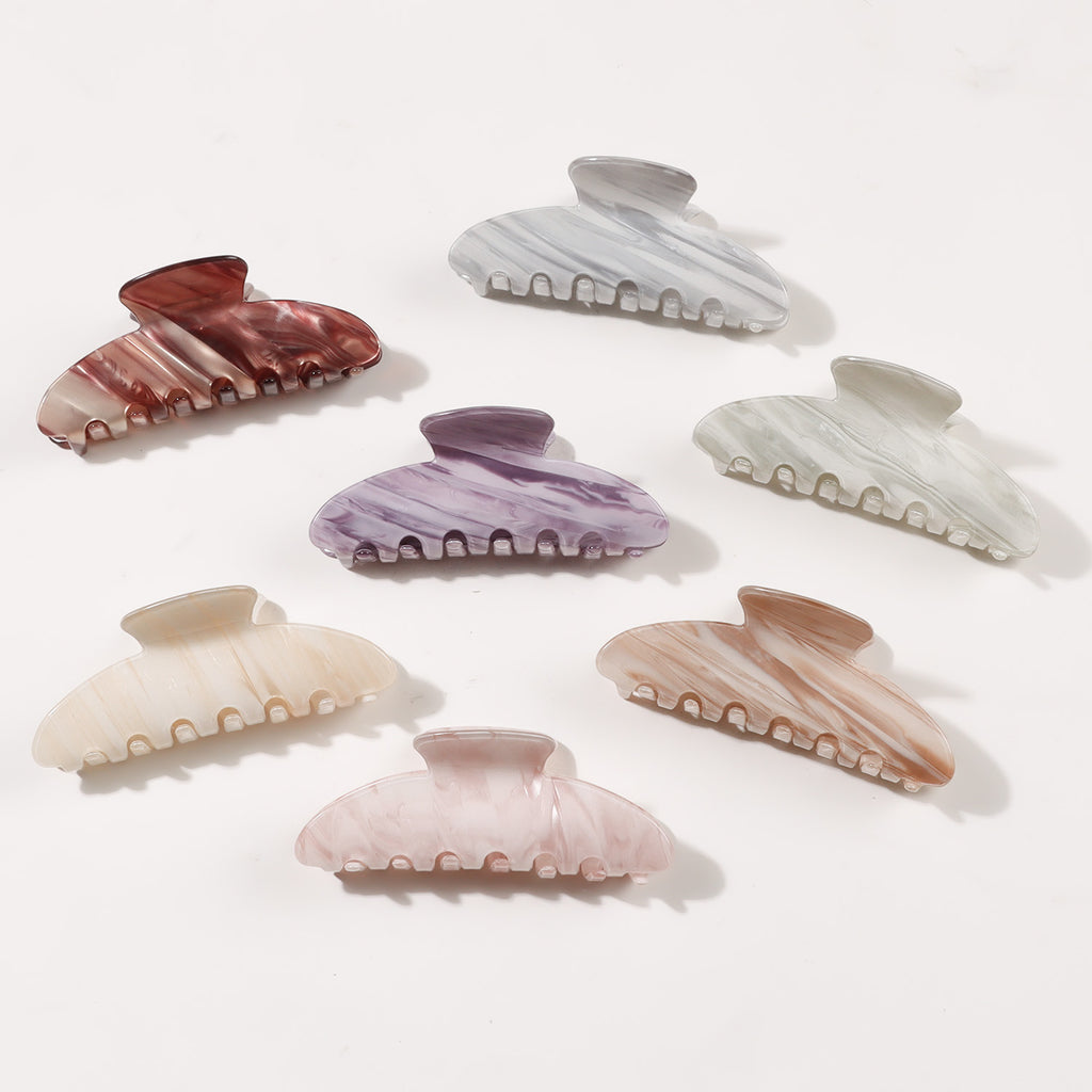 Large Scalloped Claw Clip With Marble Swirl