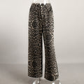 Animal Print Slouchy Wide Leg Trousers - Leopard