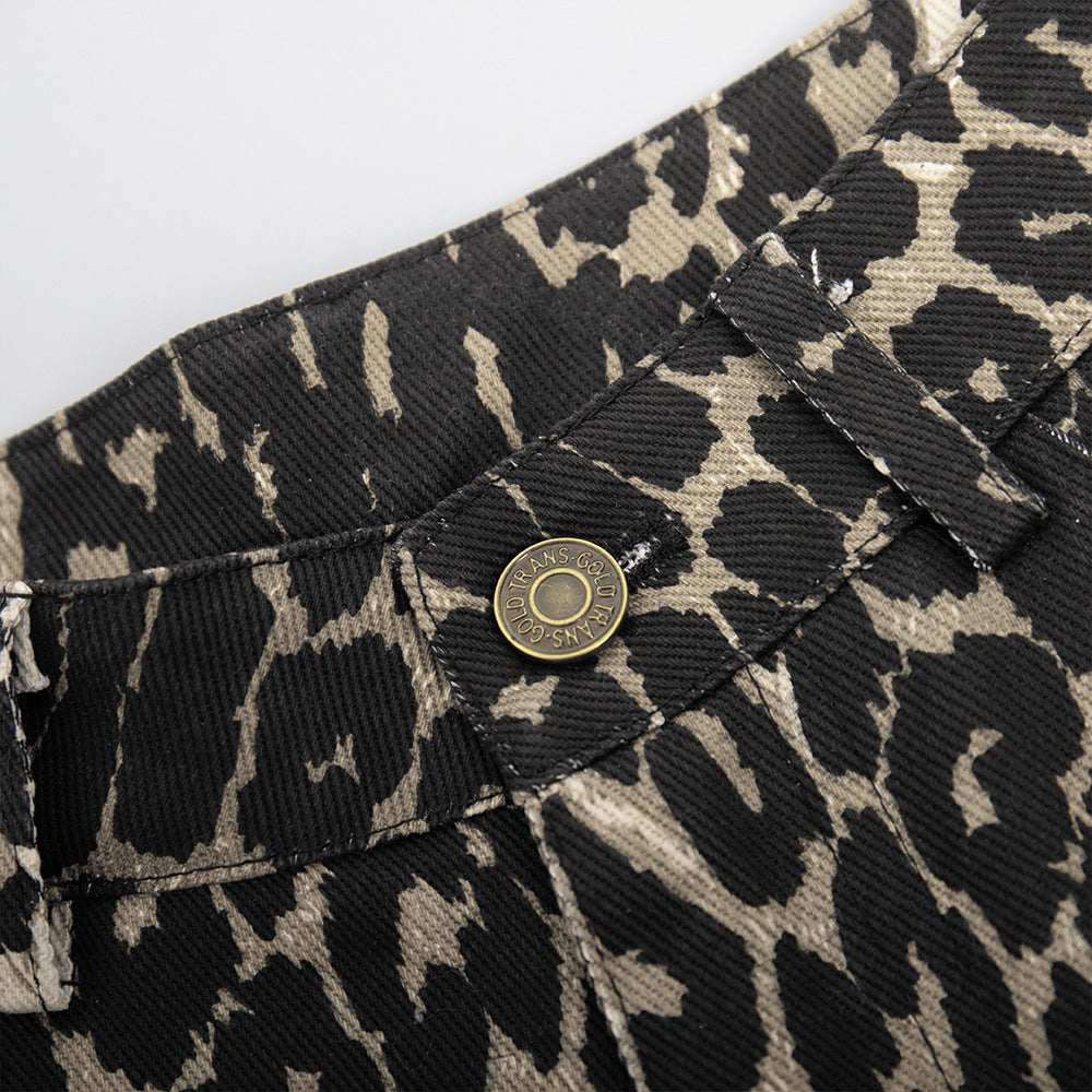 Animal Print Slouchy Wide Leg Trousers - Leopard - 3