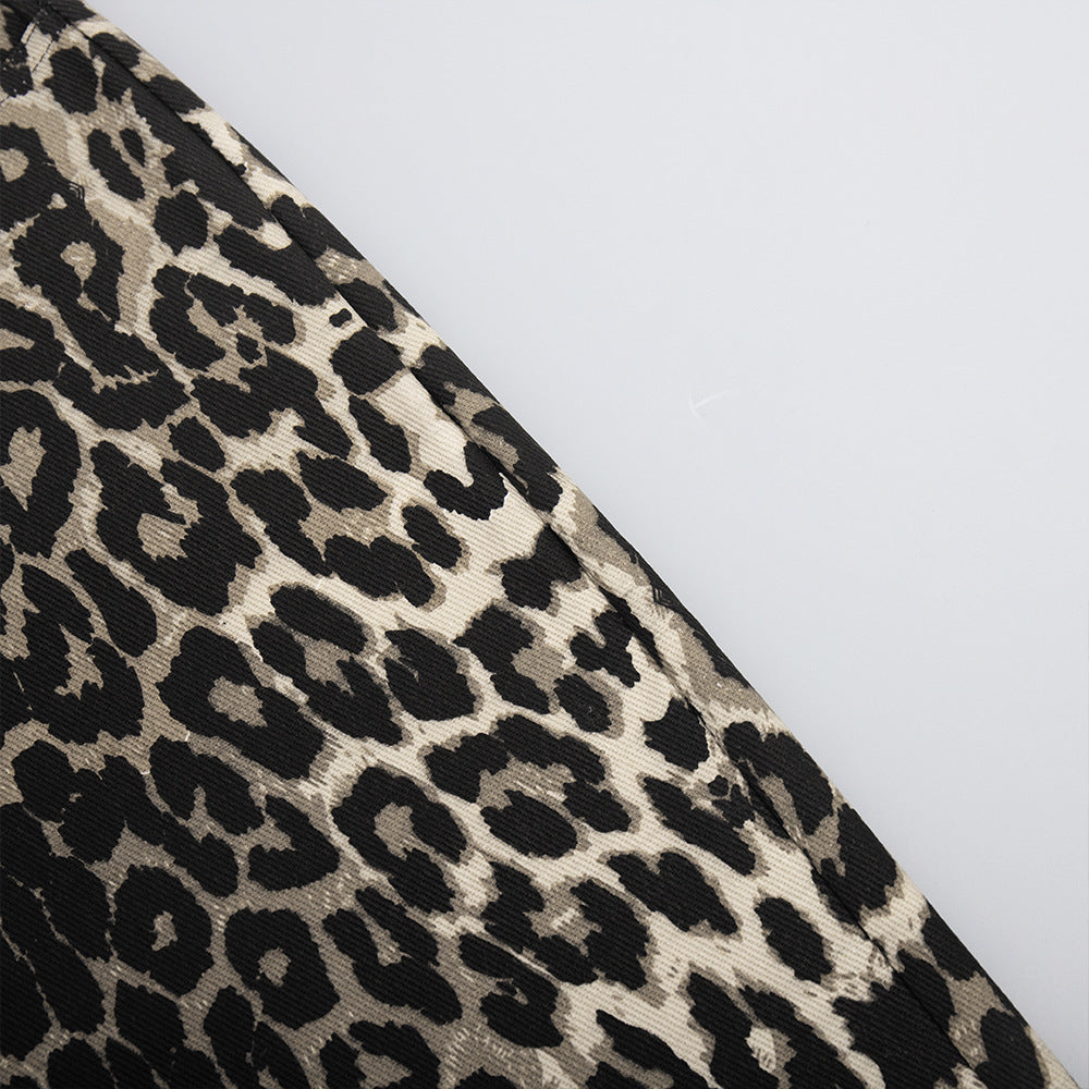 Animal Print Slouchy Wide Leg Trousers - Leopard - 5