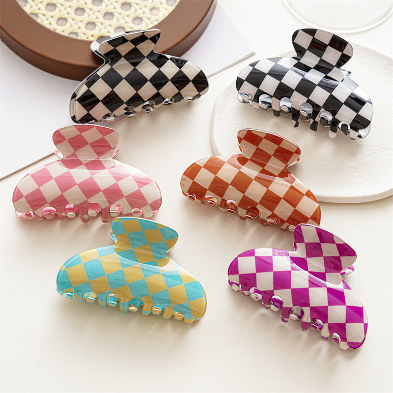 Checkerboard Rectangular Hair Claw Clip - view 1