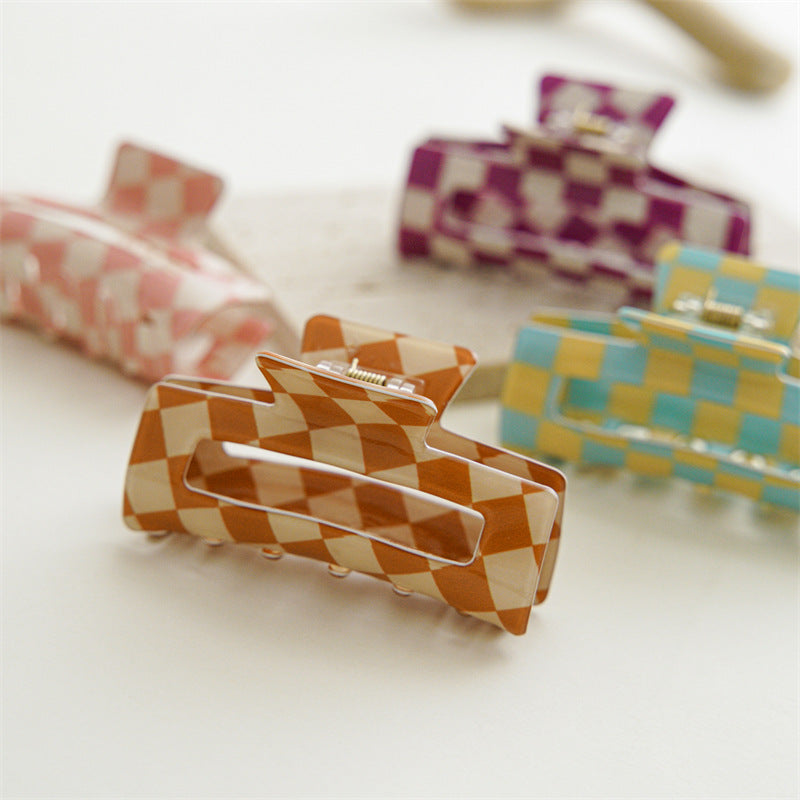 Checkerboard Rectangular Hair Claw Clip - view 11