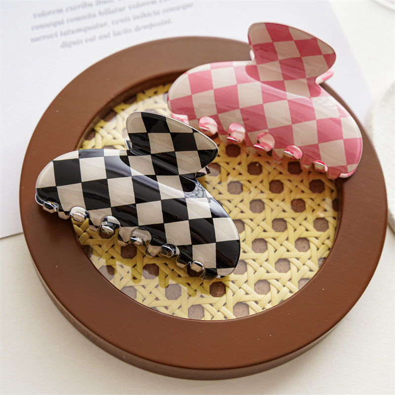 Checkerboard Rectangular Hair Claw Clip - view 2