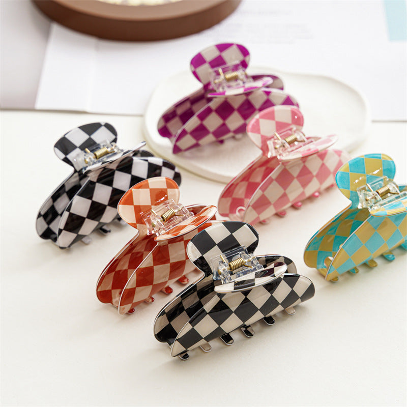 Checkerboard Rectangular Hair Claw Clip - view 4