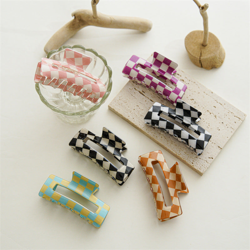 Checkerboard Rectangular Hair Claw Clip - view 5