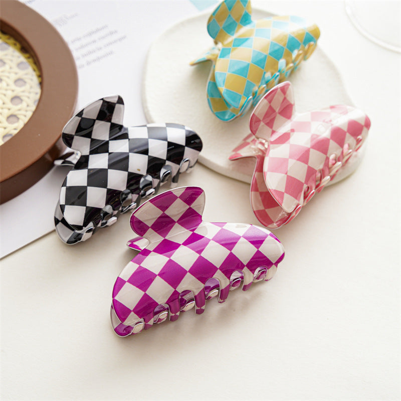 Checkerboard Rectangular Hair Claw Clip - view 6
