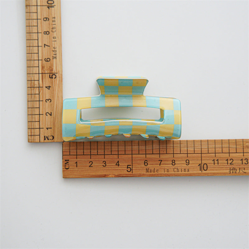 Checkerboard Rectangular Hair Claw Clip - view 7