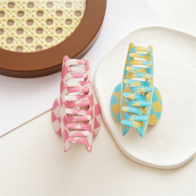 Checkerboard Rectangular Hair Claw Clip - view 9