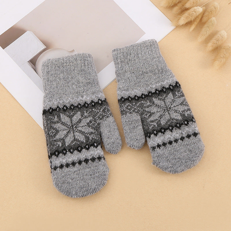 Nordic Snowflake Knit Winter Gloves - DarkGray