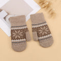 Nordic Snowflake Knit Winter Gloves - Khaki