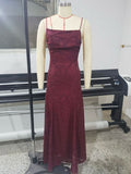 Floral Jacquard Lace Open Back Maxi Dress - Burgundy