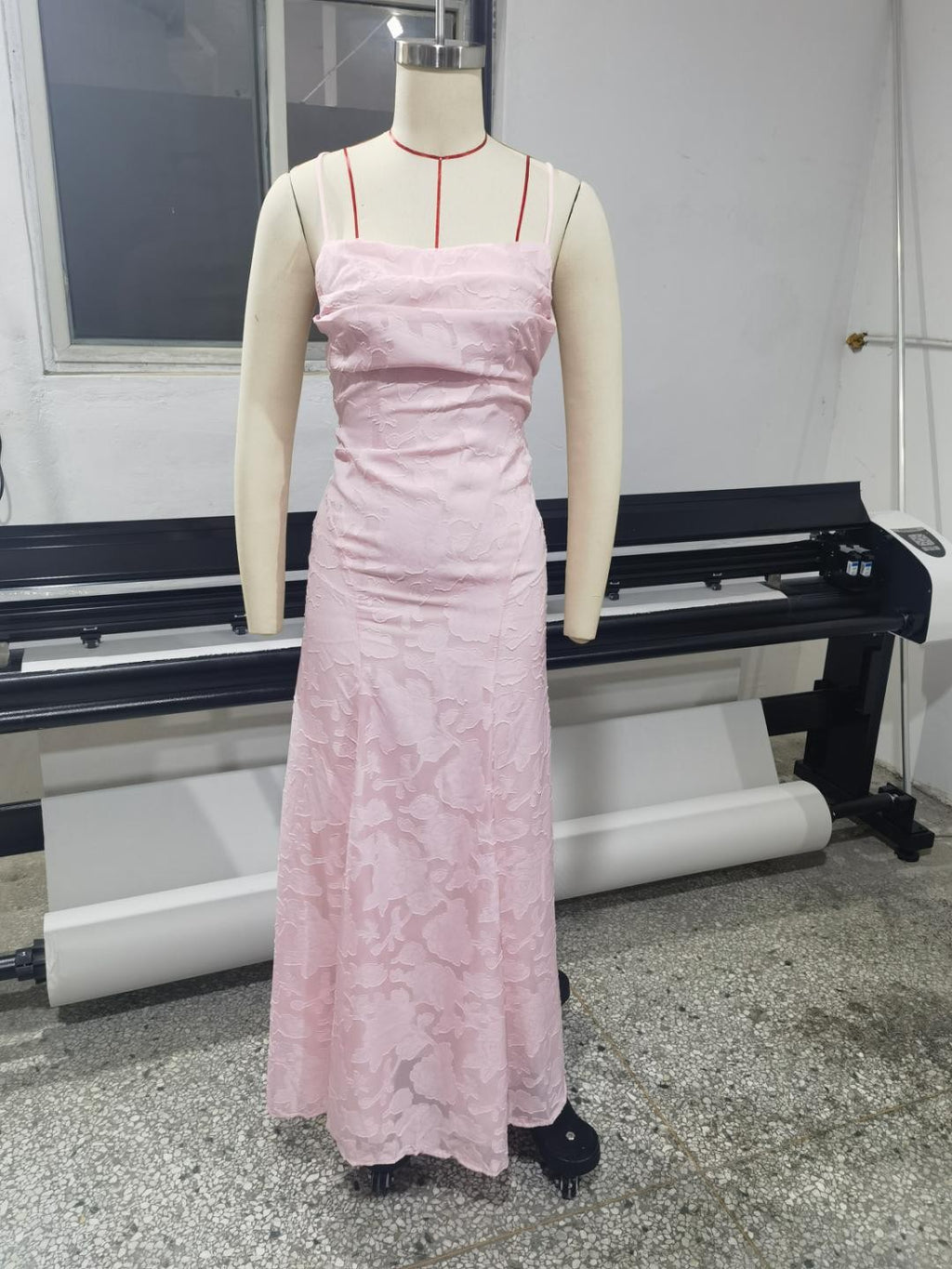 Floral Jacquard Lace Open Back Maxi Dress
