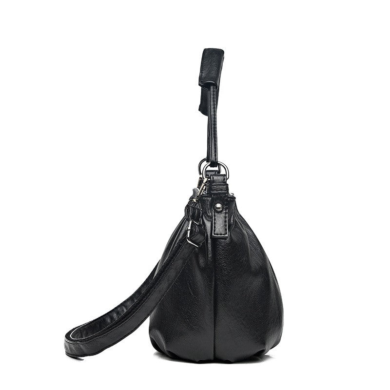 Small Ruched Faux Leather Shoulder Bag