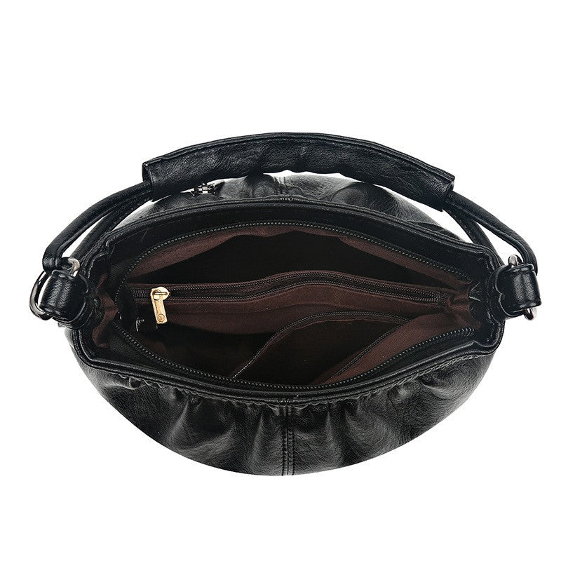 Small Ruched Faux Leather Shoulder Bag