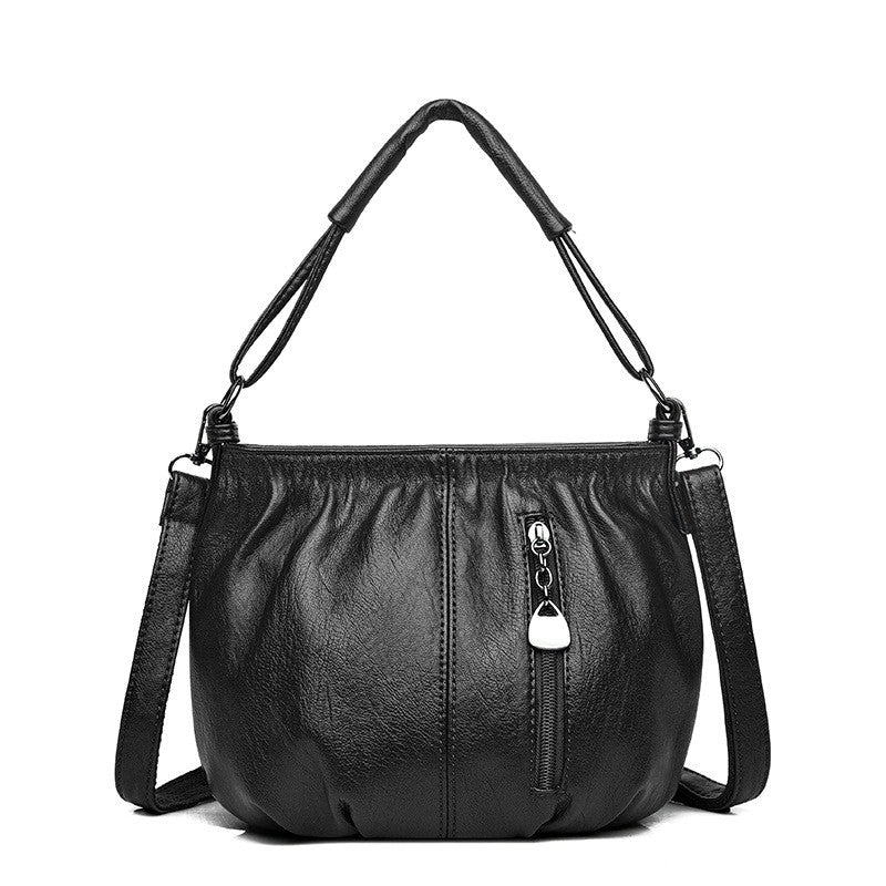 Small Ruched Faux Leather Shoulder Bag