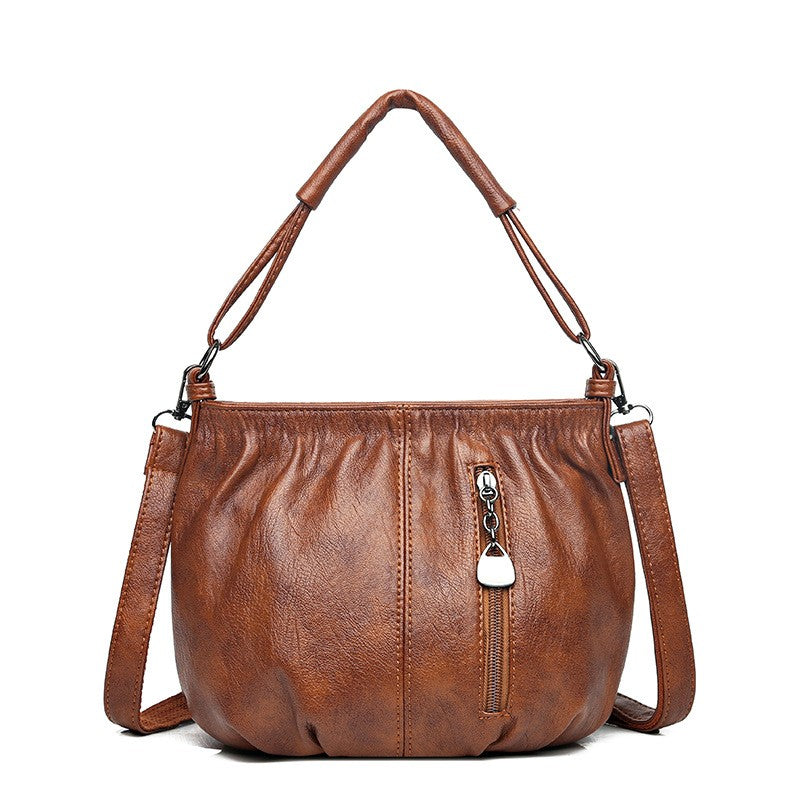 Small Ruched Faux Leather Shoulder Bag