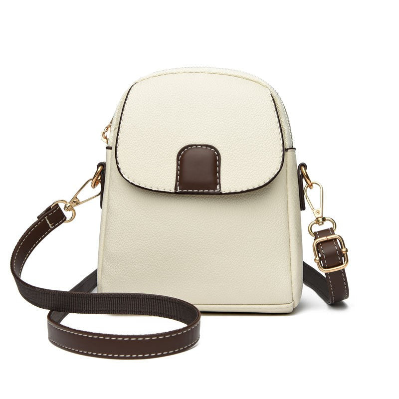 Mini Flap Crossbody Phone Bag with Contrast Tab - Cream