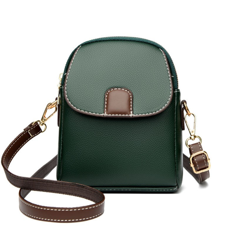 Mini Flap Crossbody Phone Bag with Contrast Tab - Green