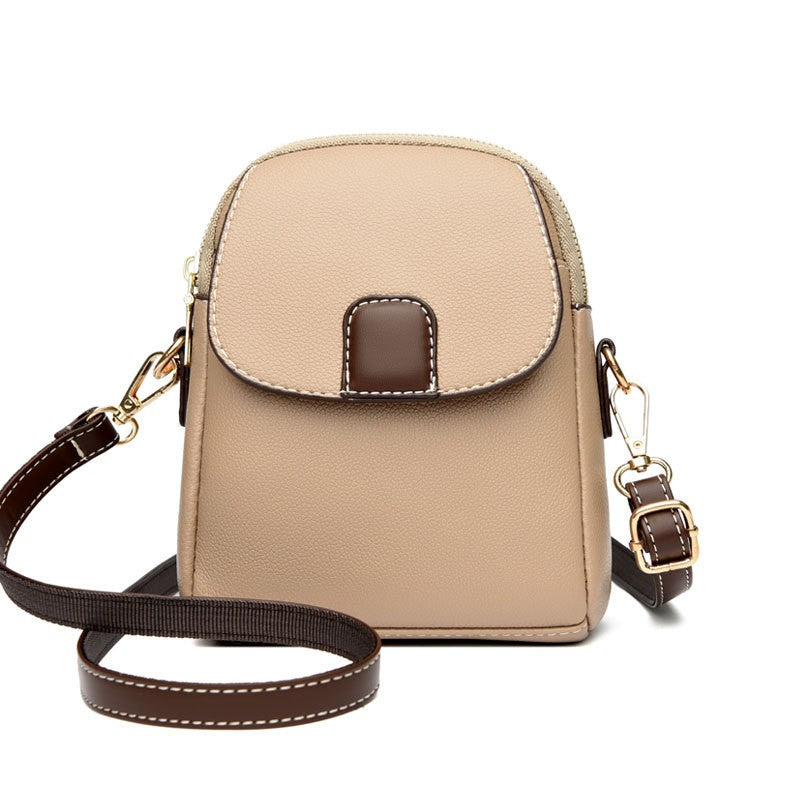 Mini Flap Crossbody Phone Bag with Contrast Tab - Khaki