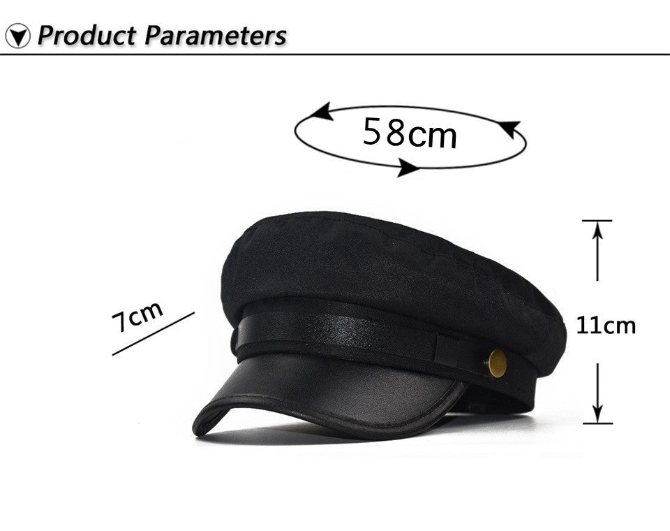 Faux Leather Brim Baker Boy Beret - view 1