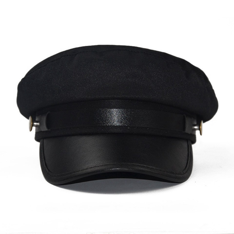 Faux Leather Brim Baker Boy Beret - view 2