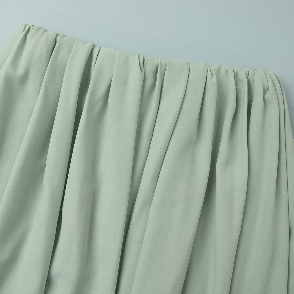 Draped Chiffon Maxi Skirt With Side Slit - Green - 2