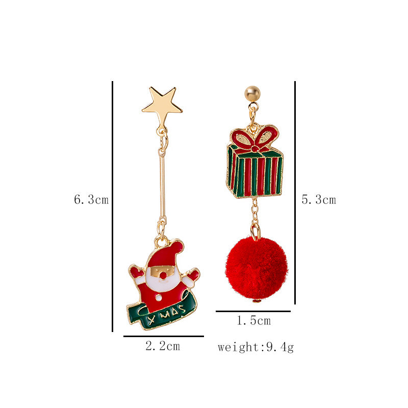 Festive Star Post Mismatched Earrings - Santa