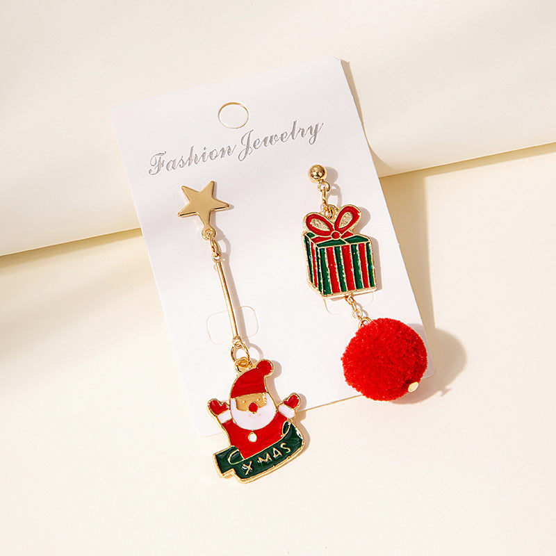 Festive Star Post Mismatched Earrings - Santa - 1