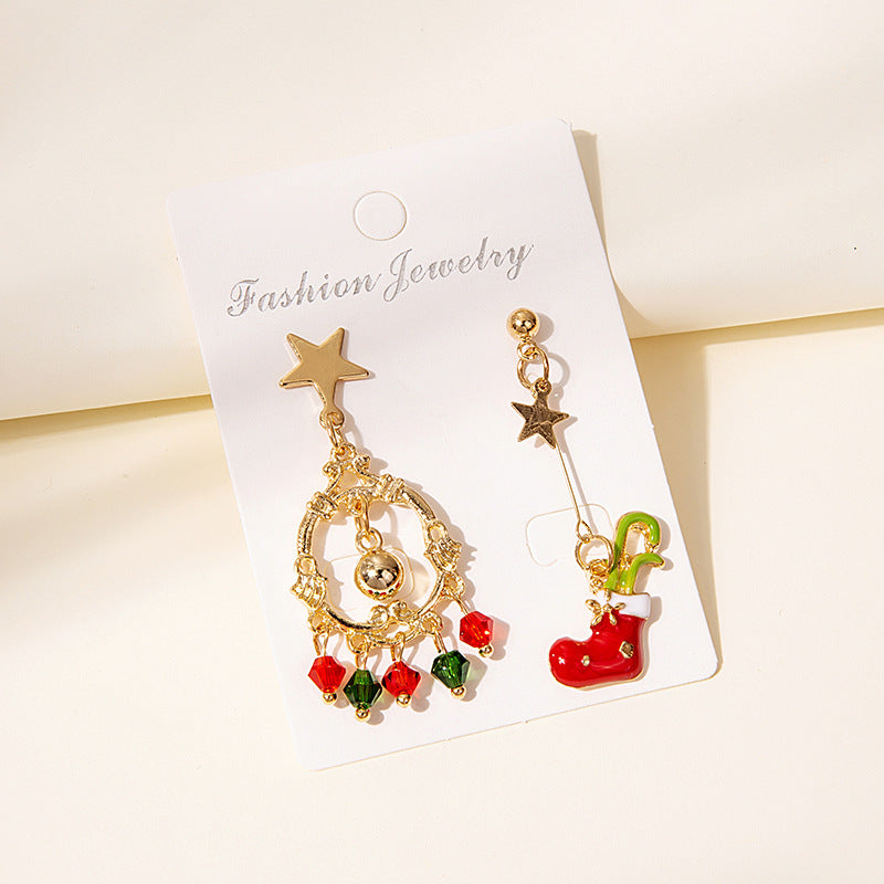 Festive Star Post Mismatched Earrings - Socks - 1