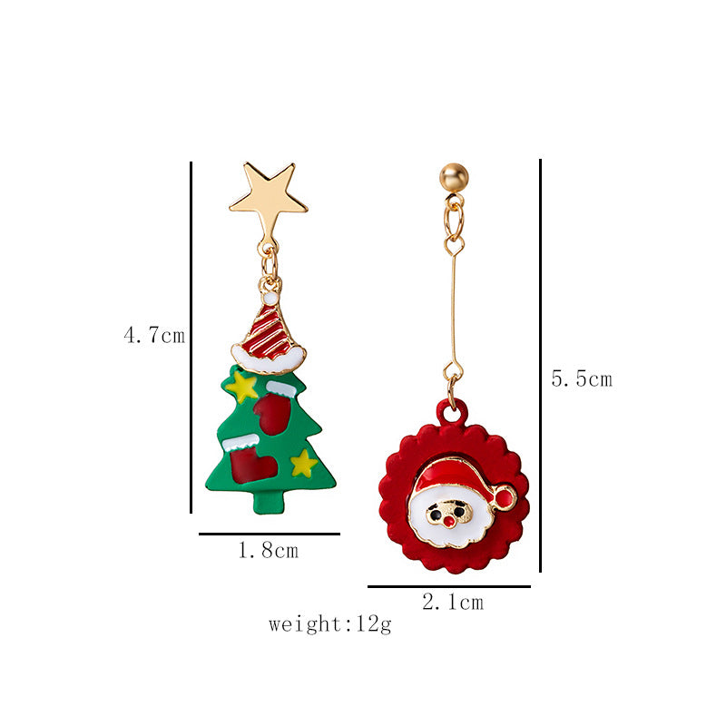 Festive Star Post Mismatched Earrings - Tree