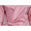Satin Wrap Front Tie Waist Blouse - Pink