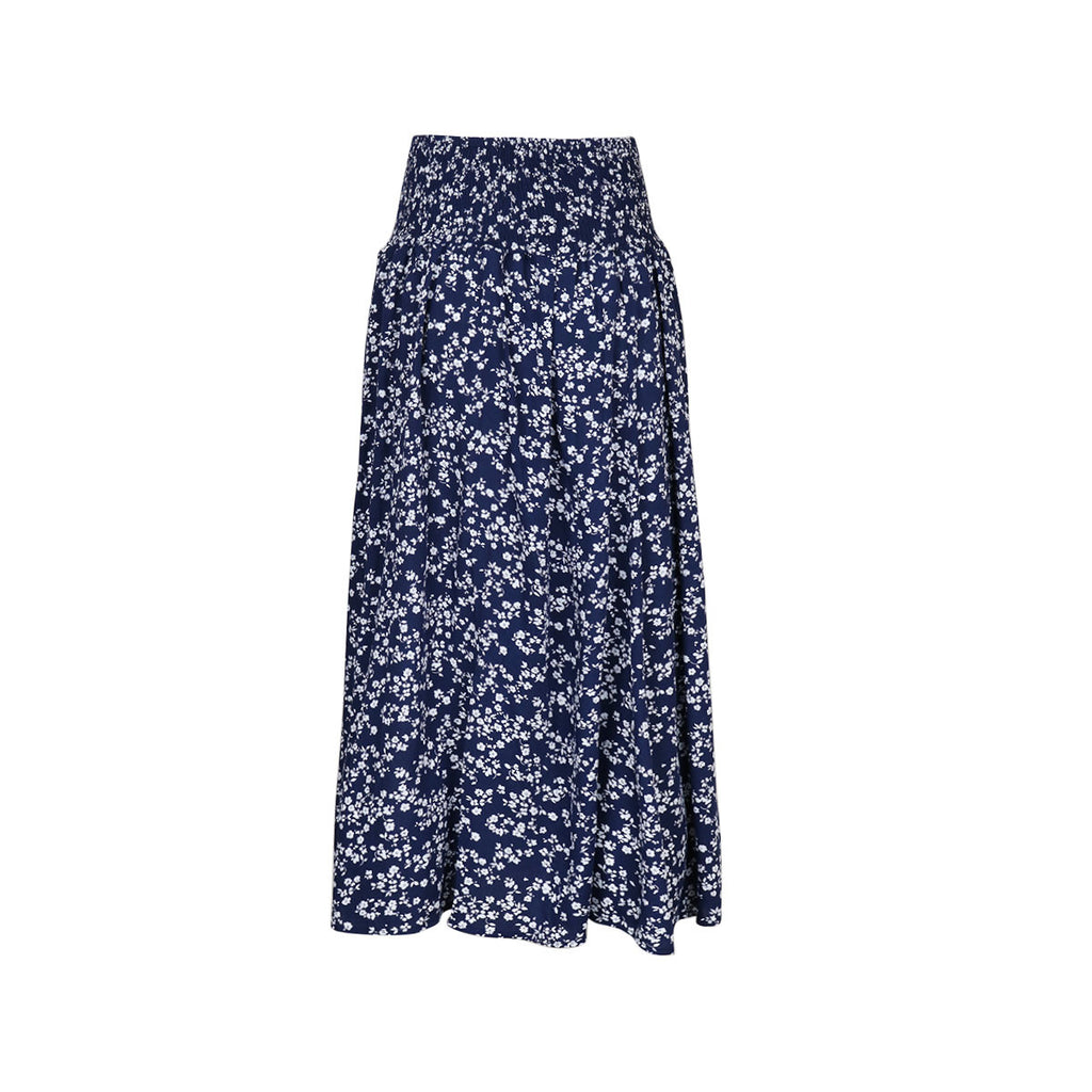 Ditsy Floral Side Slit Midi Skirt - Darkblue - 4