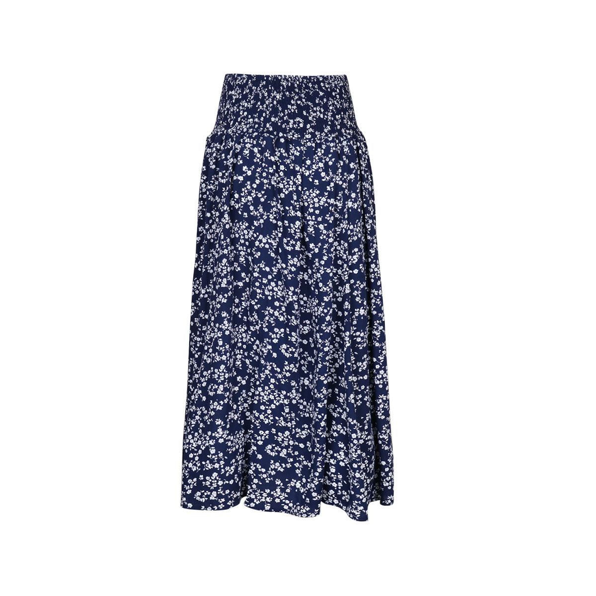 Ditsy Floral Side Slit Midi Skirt - Darkblue - 4